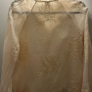 Sheer Embroidered Floral Top champagne color never worn